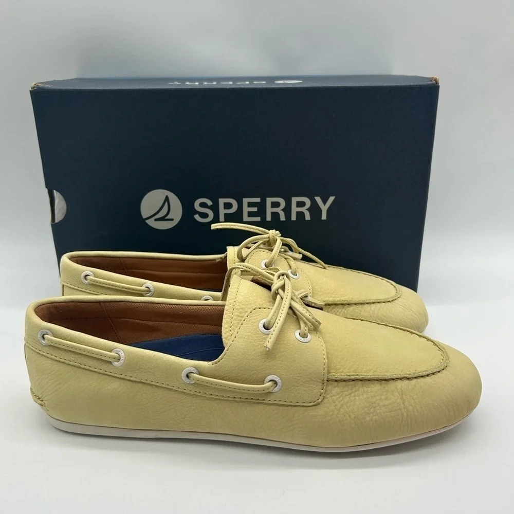 Sperry Slimboat Leather Boat Shoes Light Yellow Women’s US Size 11 New With Box
